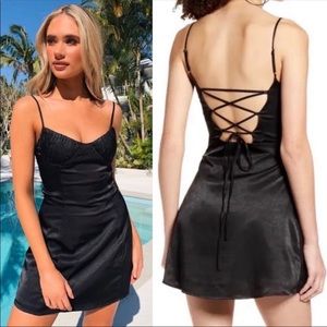 Tiger Mist Satin Mini Black Dress